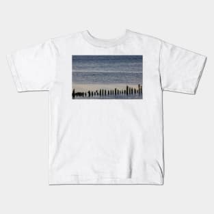 Wooden stumps in the River Clyde, Scotland Kids T-Shirt